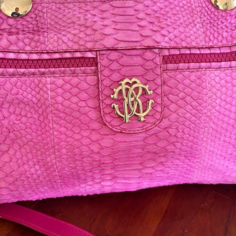 Roberto Cavalli Pink Snake Python Xlarge Grande D… - image 3